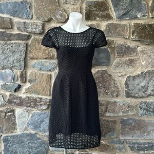 J Crew Dress Square Neck Black Eyelet Short Sleeve Women's Size 00